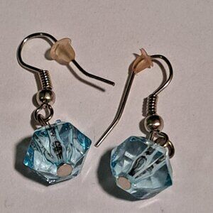 Blue clearish bead earrings